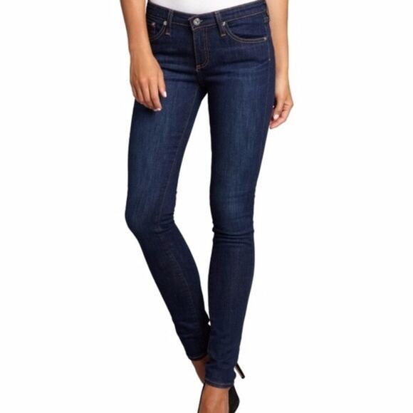 Ag Adriano Goldschmied The Jegging Super Skinny Fit Mid Rise Dark Wash Teal 28R - Picture 1 of 5